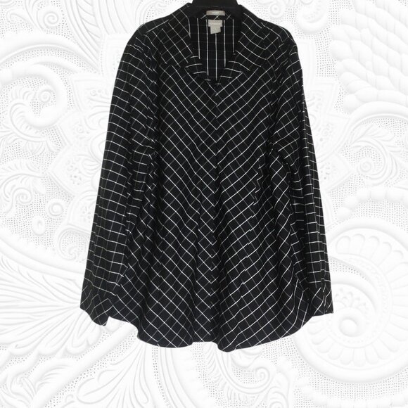 Chico's 3 (US Size 16/18) Black and White Long Sleeve Blouse - Picture 1 of 2
